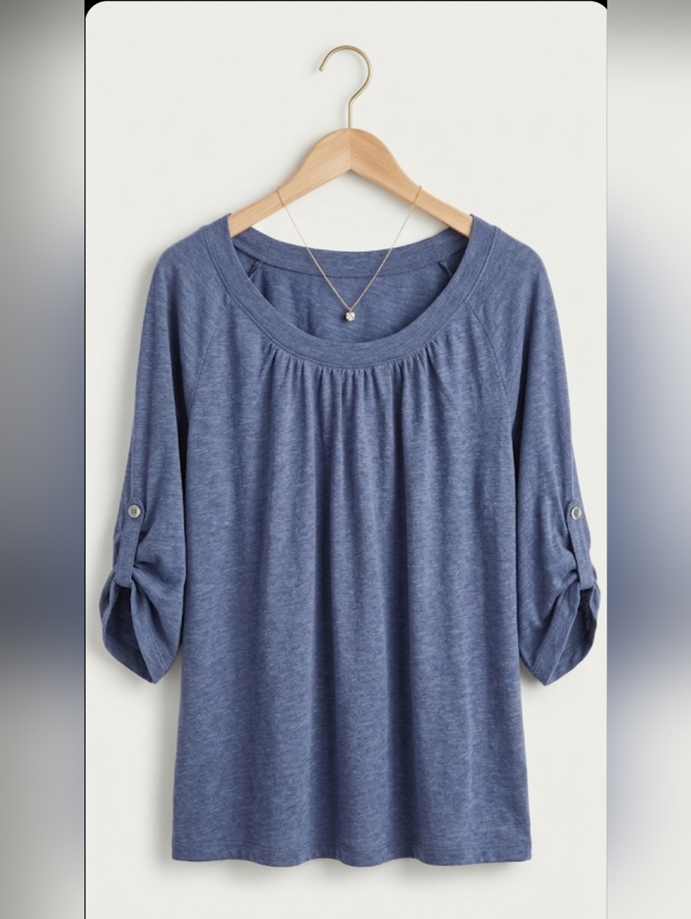 Sonoma Purple Roll Tab Sleeve Top 1X